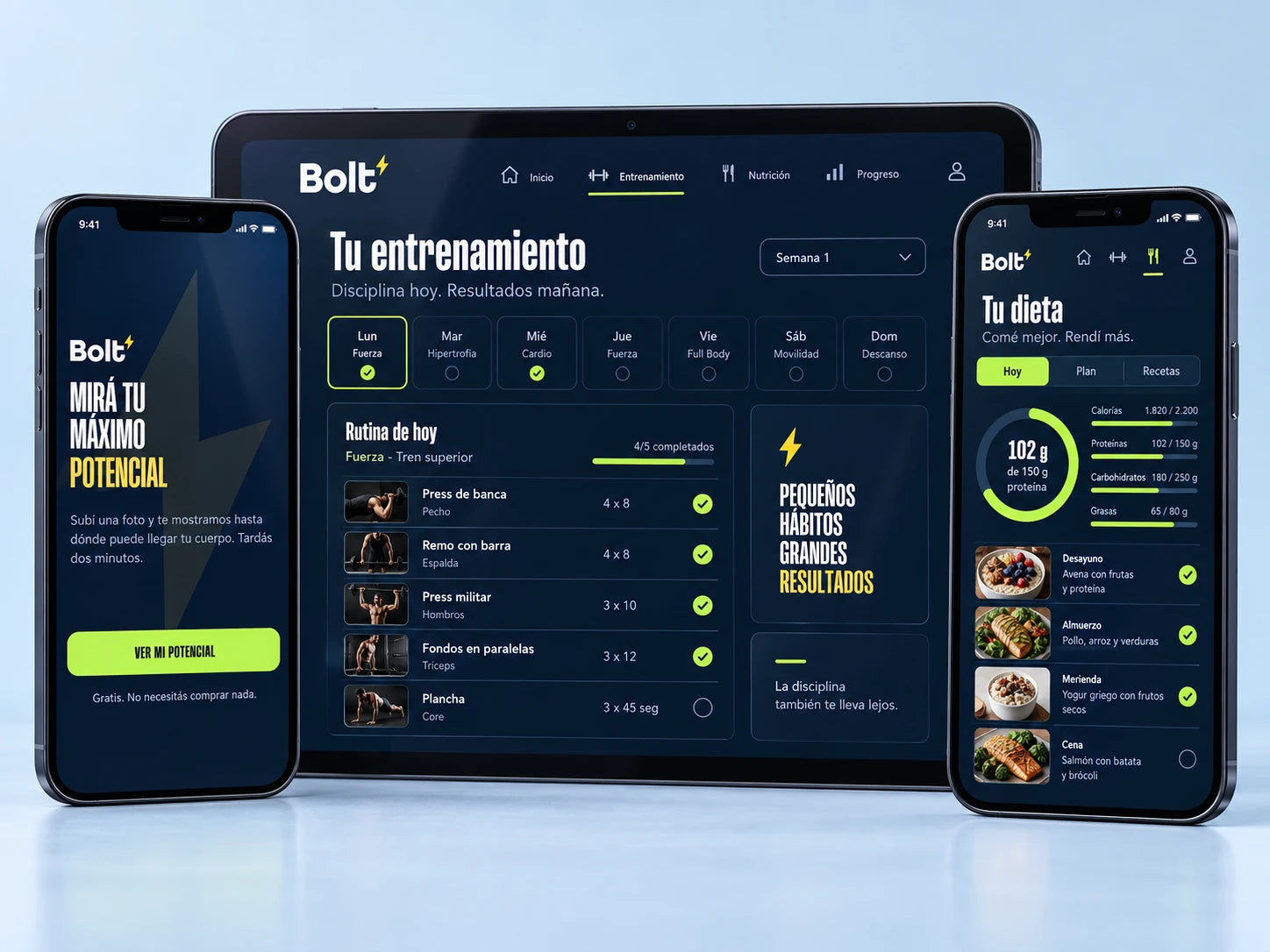 Tu App, entrenamiento y dieta