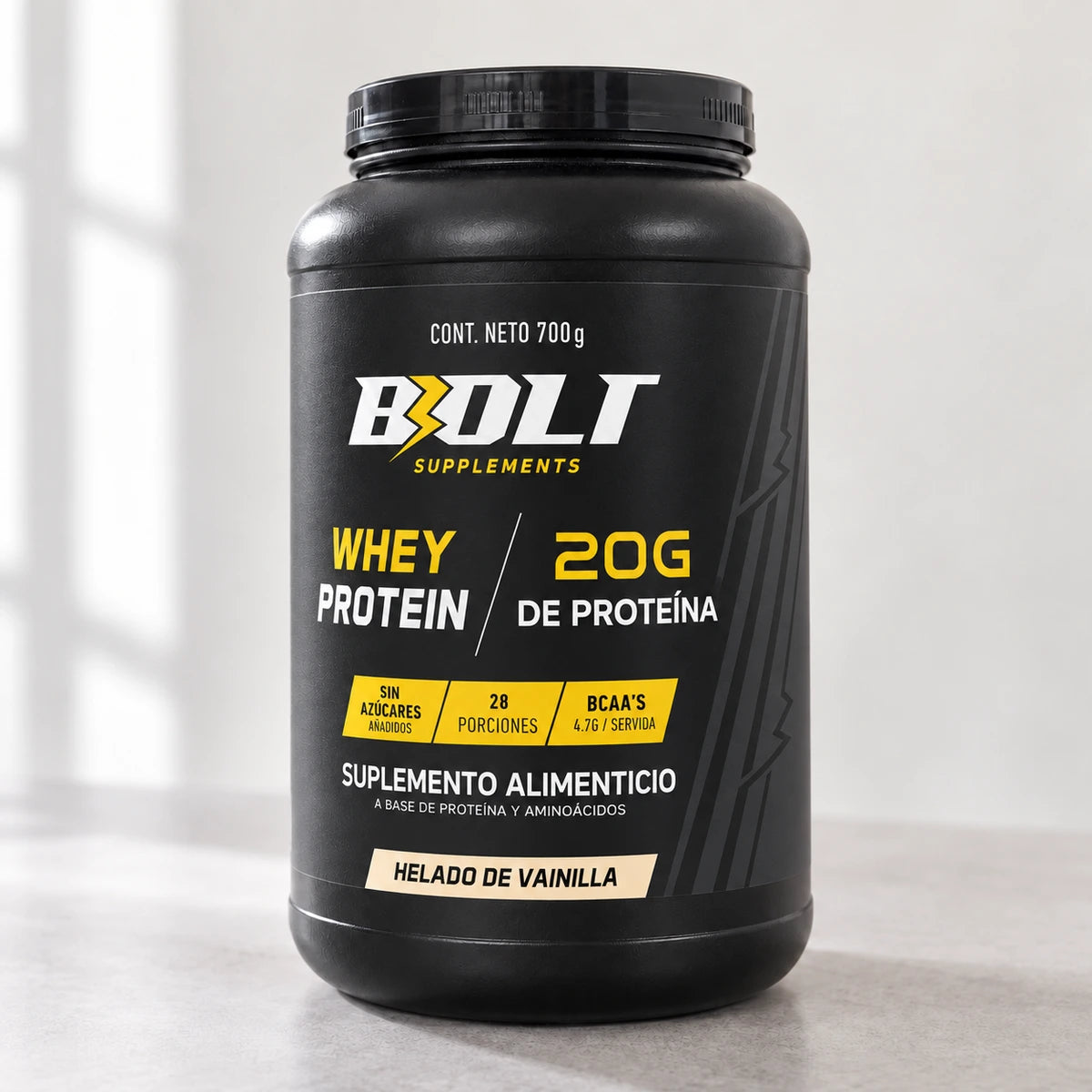 Tarro de Whey Protein Bolt Vainilla en fotografía de producto